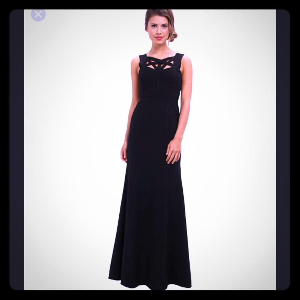 BCBG MAXAZRIA BLACK “VALERIE” LONG BLACK DRESS